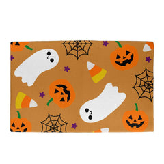 Halloween Welcome Mat Pumpkin Ghost Design