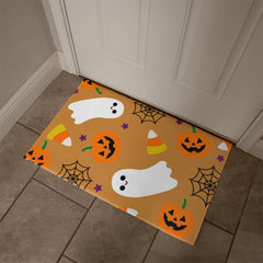 Halloween Welcome Mat Pumpkin Ghost Design