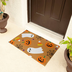 Halloween Welcome Mat Pumpkin Ghost Design