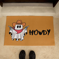 Cowboy Ghost Halloween Welcome Mat