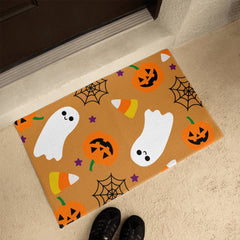 Halloween Welcome Mat Pumpkin Ghost Design